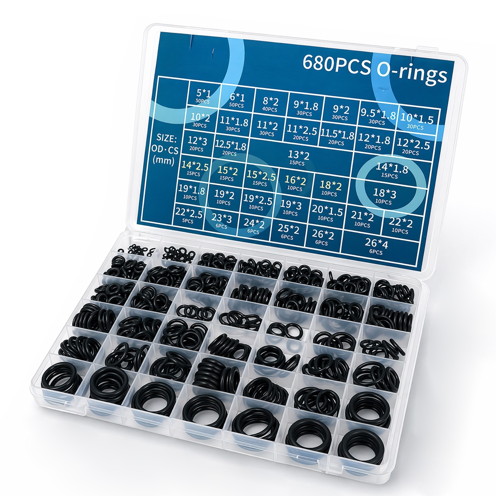 Nitrile O Ring Kit Hydraulic Hose Seals Oil Resistant Material Burr Free Edges