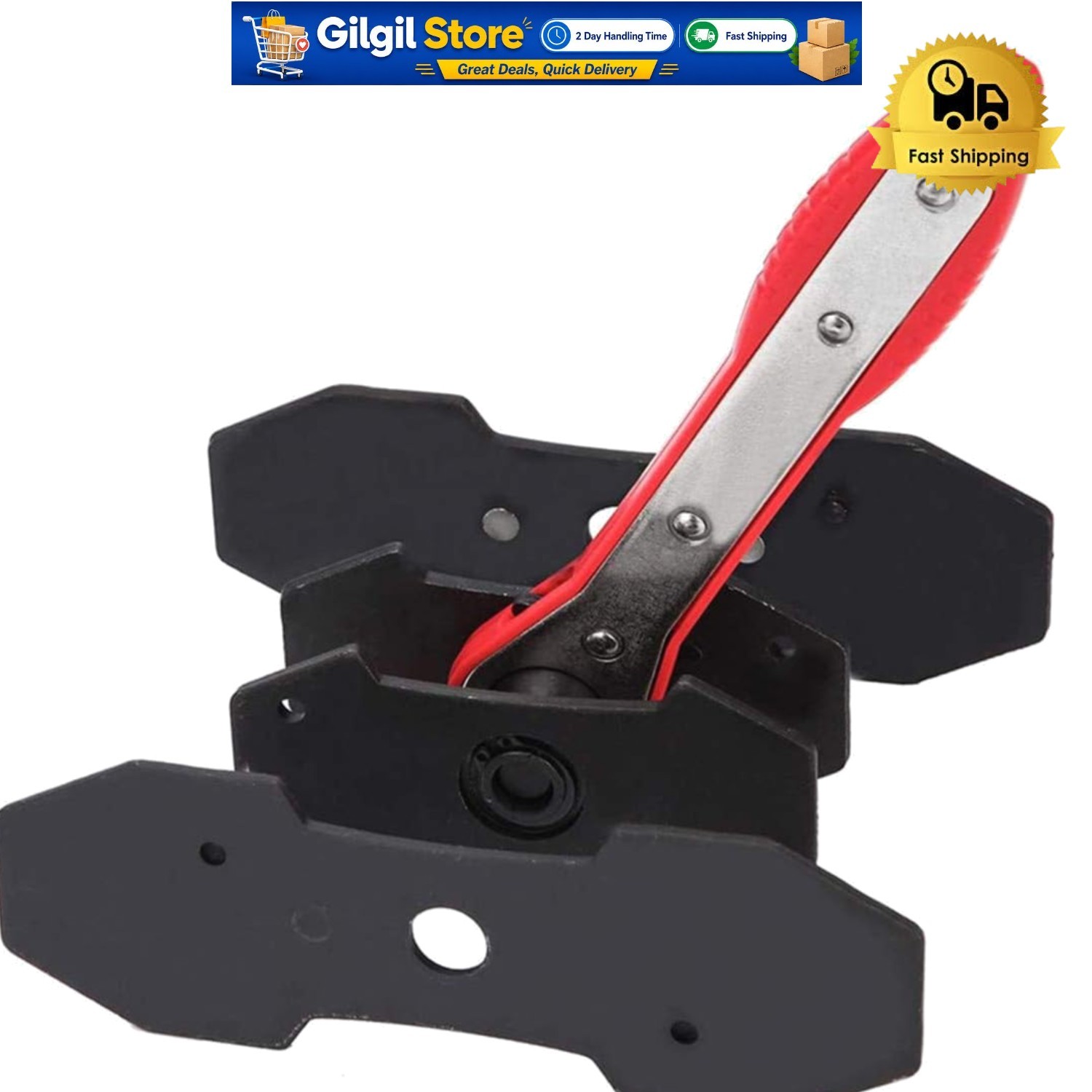 Heavy-Duty Ratcheting Brake Caliper Tool with Adjustable Plates for All Calipers
