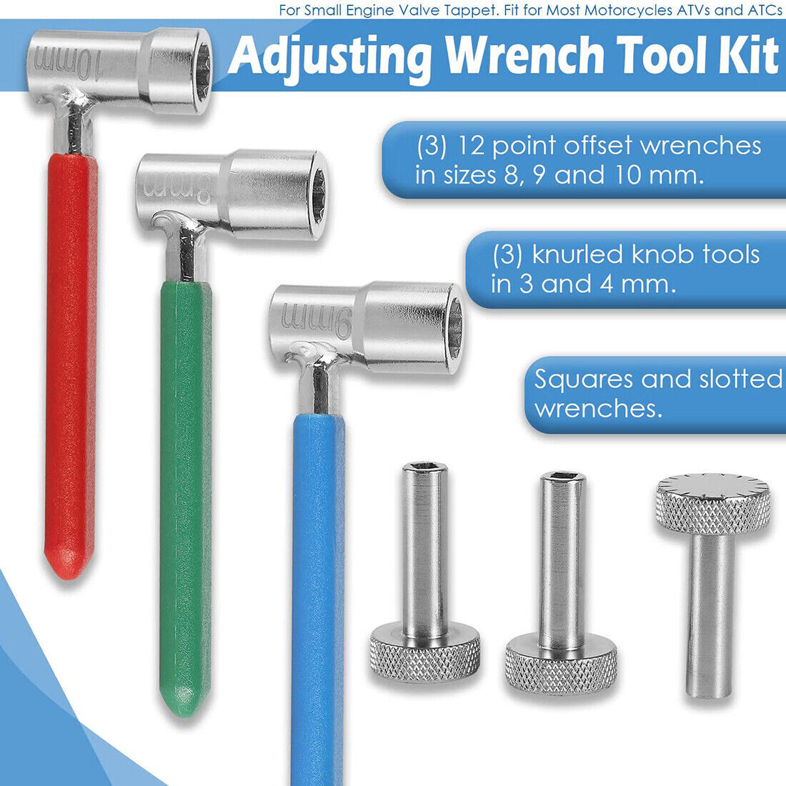 6PC Valve Tappet Adjusting Tool Set for HONDA YAMAHA SUZUKI KAWASAKI MOTORCYCLES