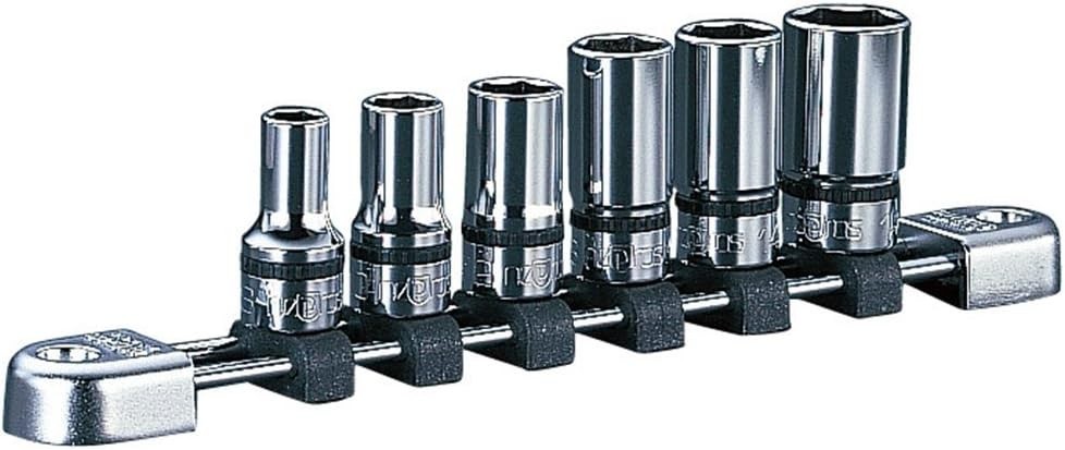 KTC Nepros 3/8″ Semi Deep Socket Set 6pc 6-Point Metric NTB3M06A Made in Japan