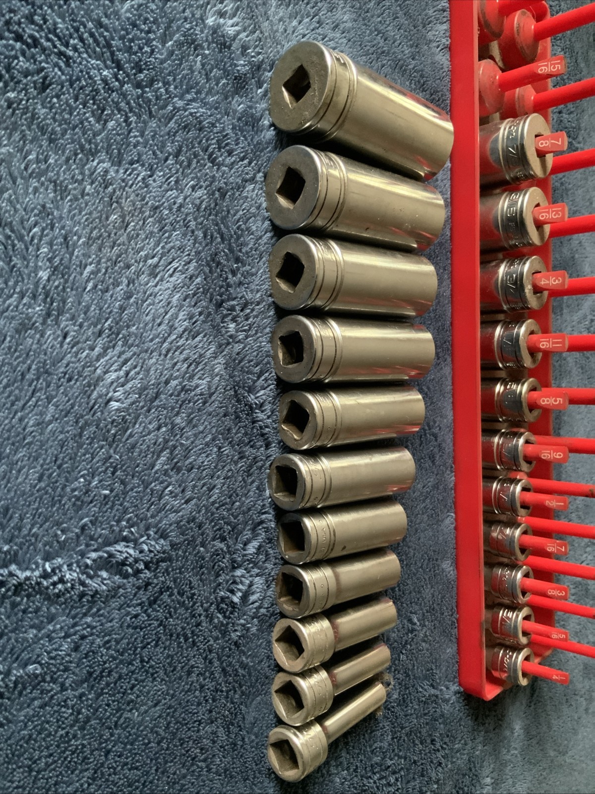 Snap On 3/8” Drive Deep And Shallow Socket Set, Sae, 6pt…..see Pics For Sizes….