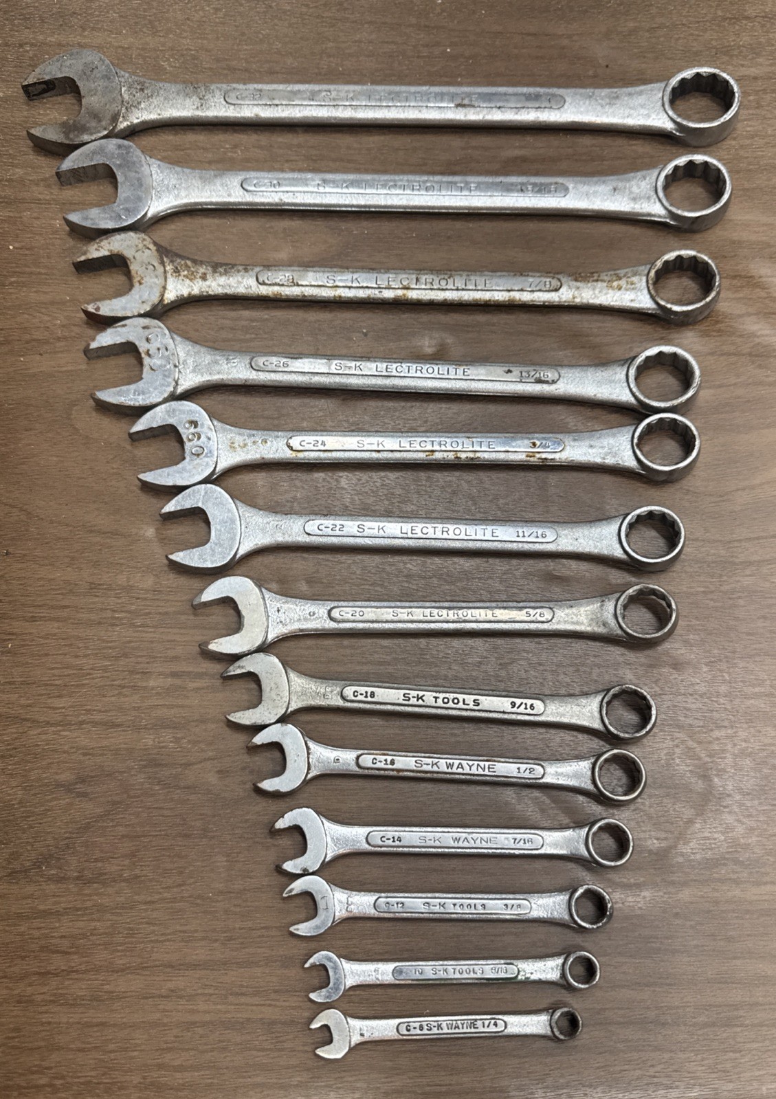 Vintage S-K 13-Pc SAE Combination Wrench Set 1/4″ – 1″ USA Complete