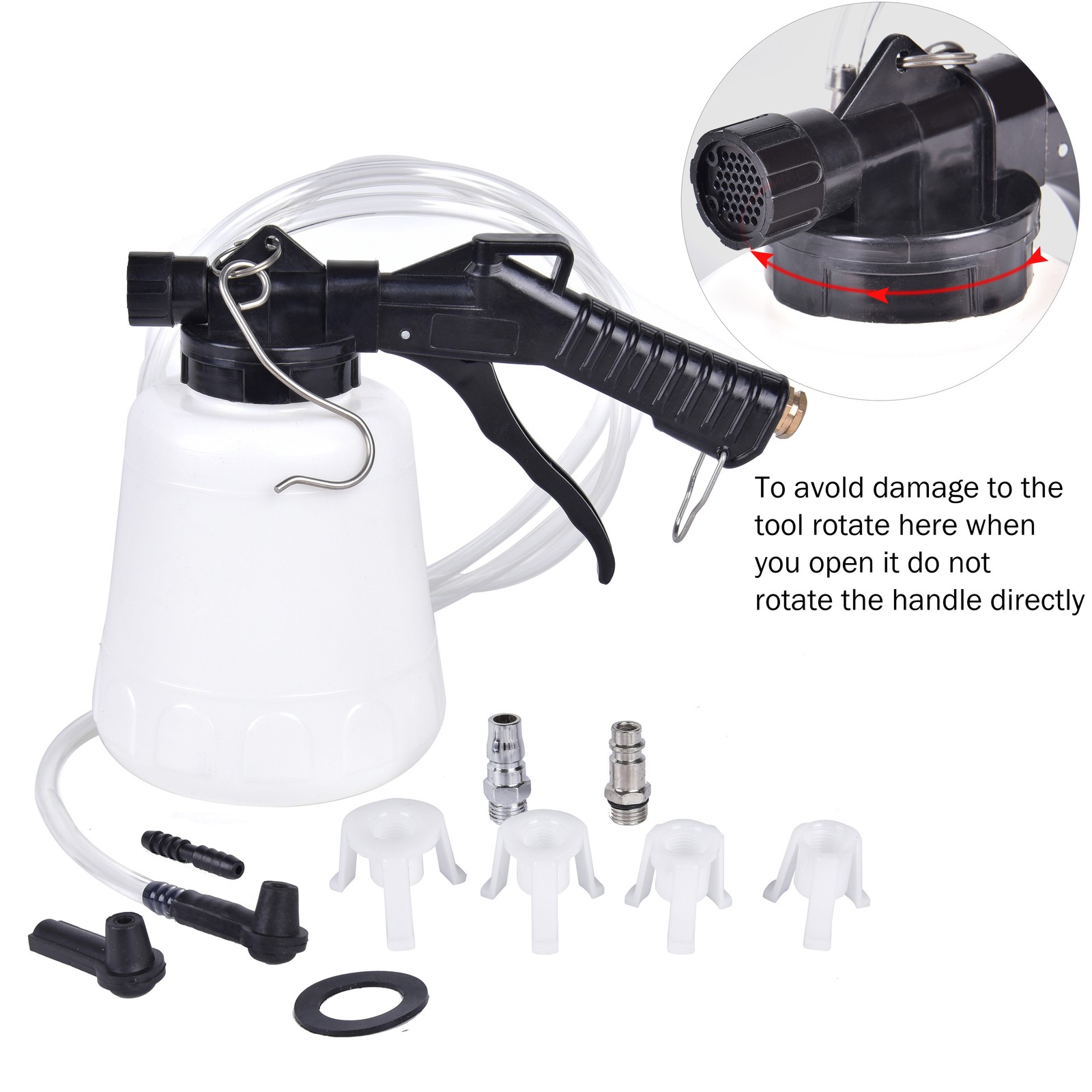 AAIN 1L Universal Vacuum Pneumatic Brake Fluid Bleeder Tool with Hanging Hook