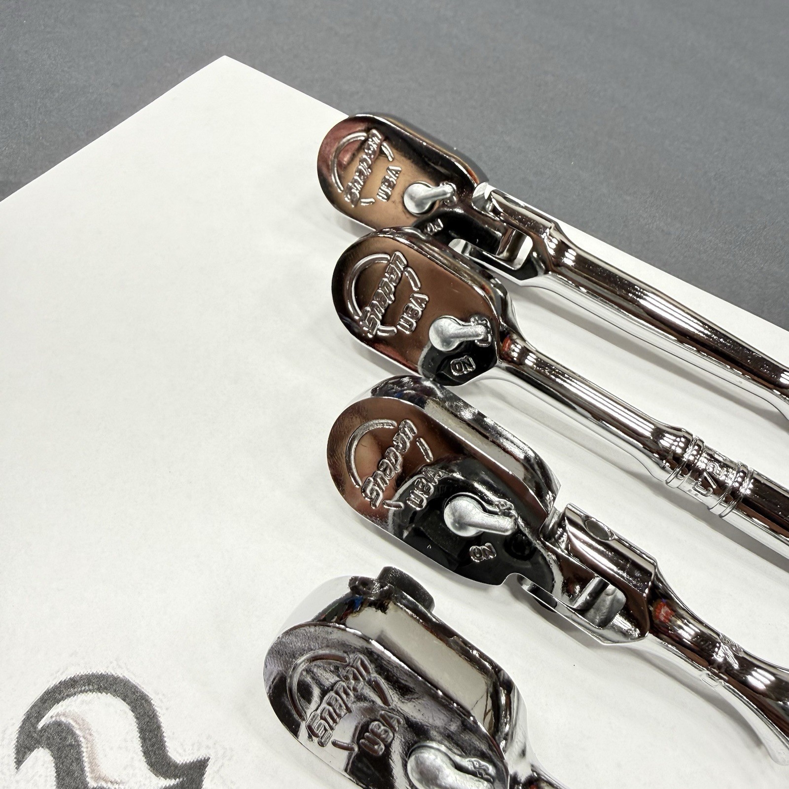 Snap-on Tools USA 4pc 3/8″ Drive Chrome Handle COMPACT Body Ratchet Set FKC72