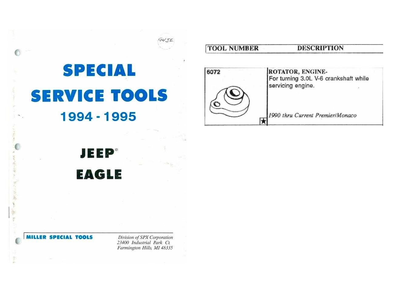 88-92 Dodge Monaco Eagle Premier Renault Specialty Engine Tools Miller 6072
