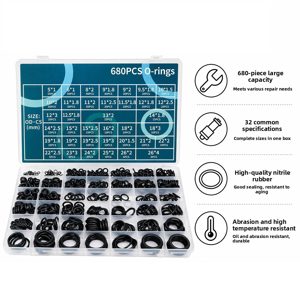 Nitrile O Ring Kit Hydraulic Hose Seals Oil Resistant Material Burr Free Edges