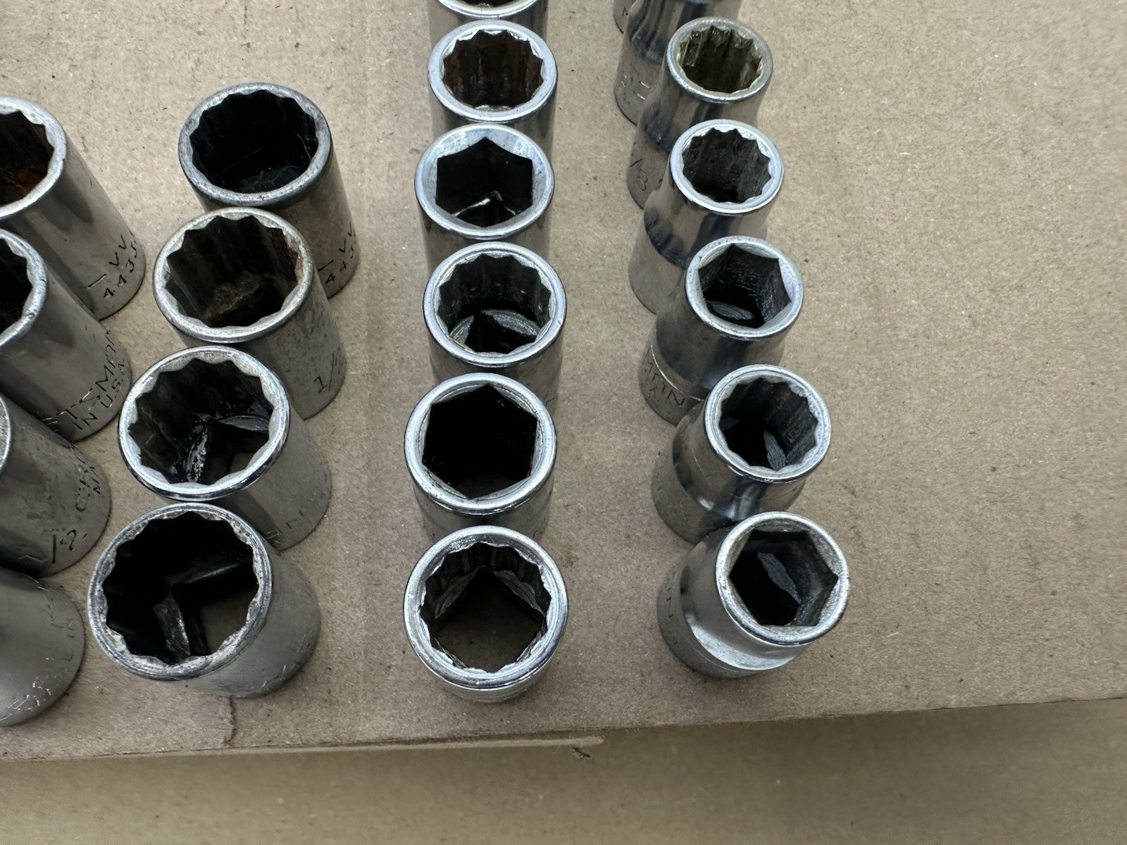 Vintage Craftman VV 49pc Set SAE 3/8″ Dr 12/6 Pt Socket Lot – 3/8-3/4” Vtg USA