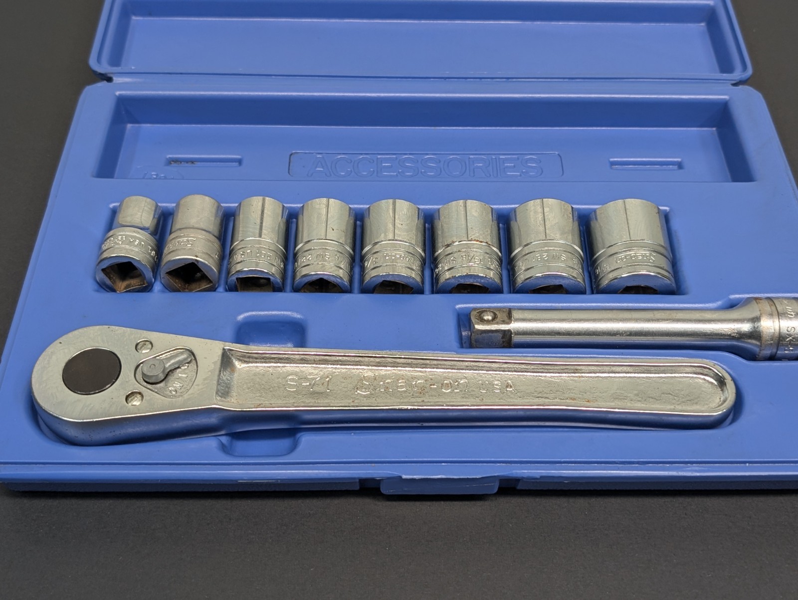 Vintage Cummins Snap-on Tools 1/2” Drive 12 Point Sae Socket Set & Ratchet