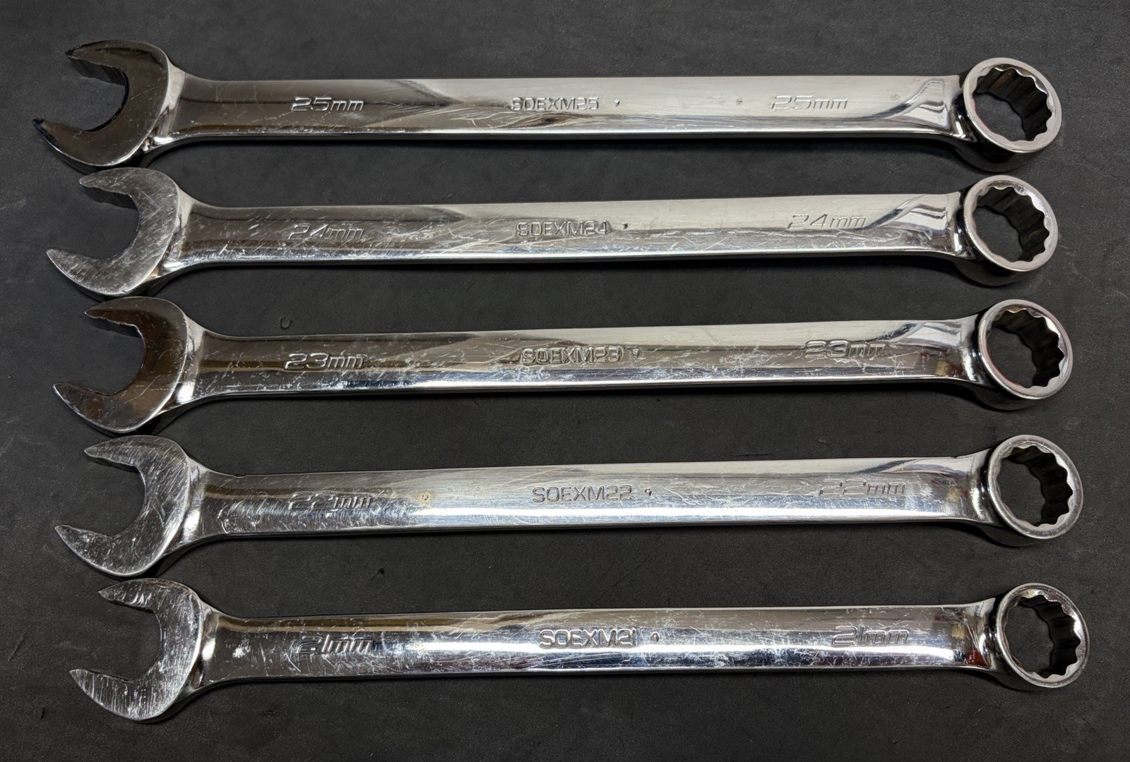Snap-On Large 5pc Flank Drive Plus Metric Combination Wrenches SOEX Wrench Set