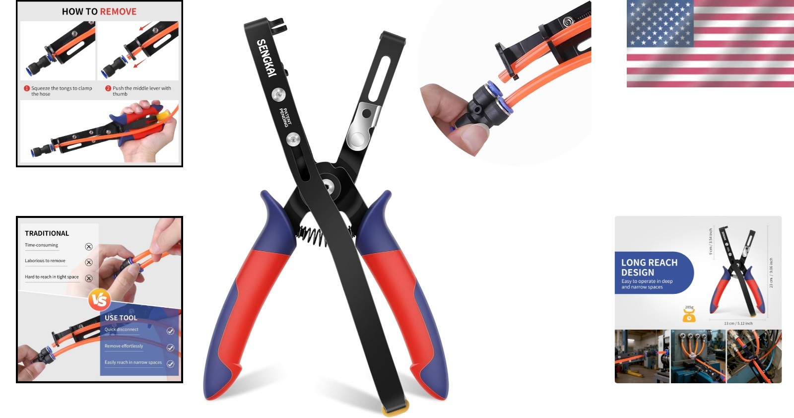 Innovative Air Tool for Effortless Disconnecting of Pneumatic Hoses – Blue & Red