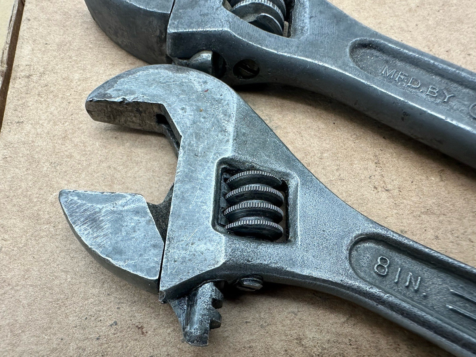 2 Vtg Crescent Tool Co Dunlap 10” 8” Adjustable Wrench Made USA Jamestown *READ*