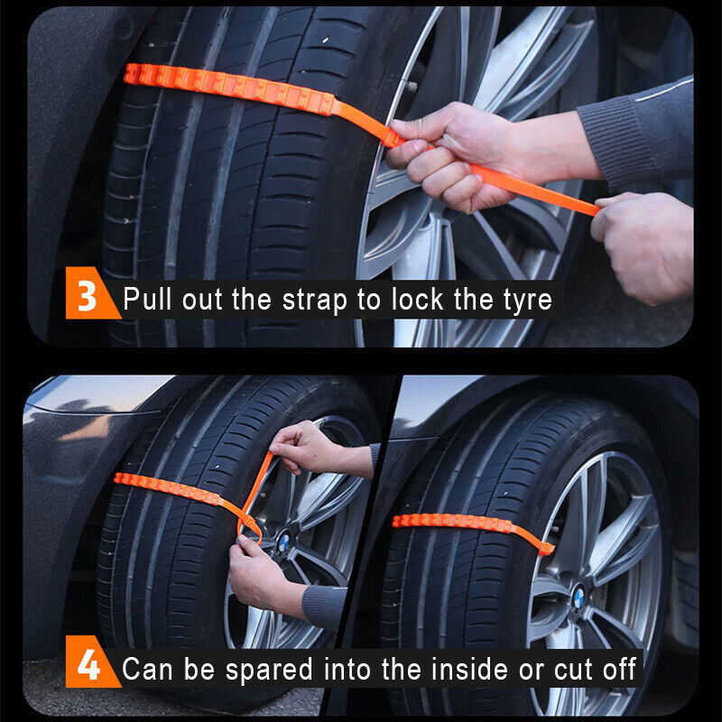 10Pcs Universal Winter Snow Mud Anti-skid Tire Chains Tendon for Car Sedan
