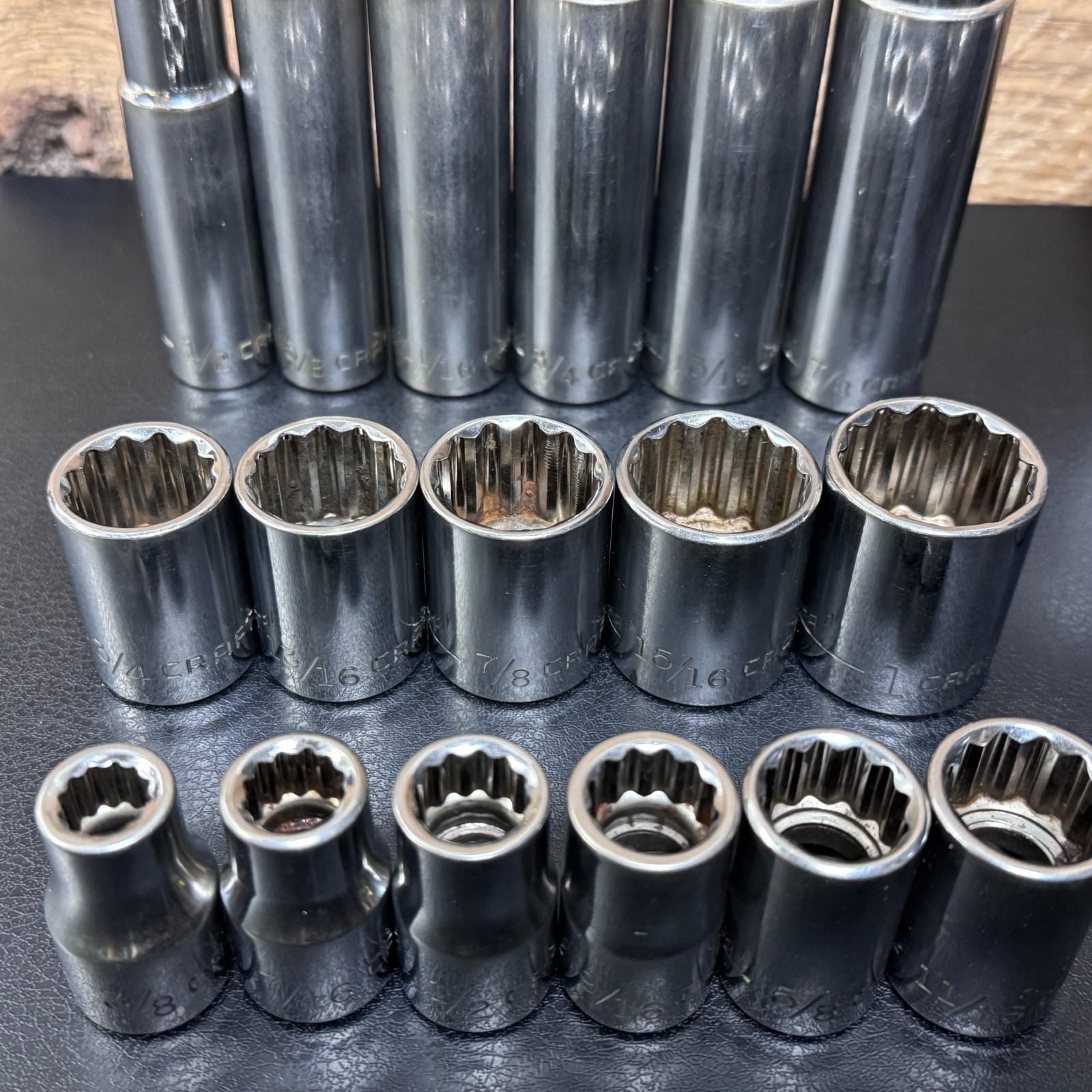 Craftsman S-AC 1/2 Drive Metric & SAE Socket Set STD Deep w/ Ratchet 44809 —40pc