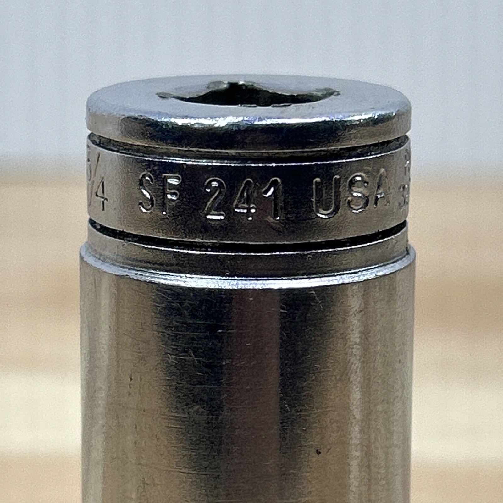 Snap-on Tools 3/8″ Drive 3/4″ 12 Point Deep Chrome Socket SF241 USA Vintage