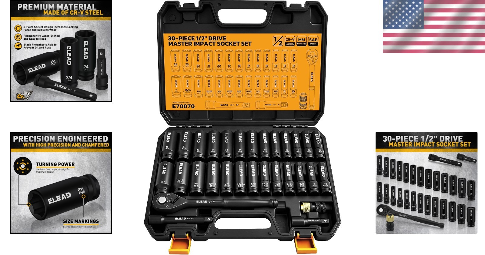 Complete 30-Piece Impact Socket Set – 1/2″ Drive with Organized Storage Case