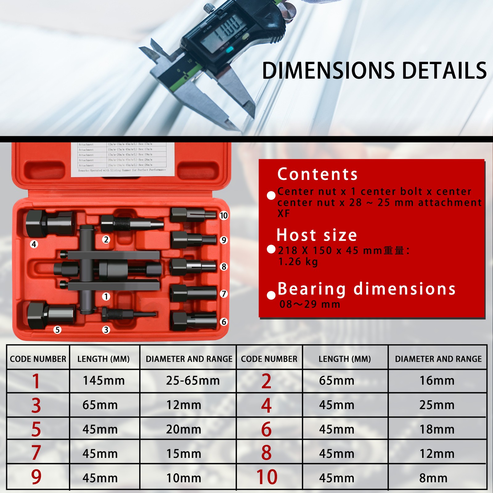 Motorcycle Bearing Puller Kit 8-25MM Motorcycle Inner Bearing Disassembly Tool