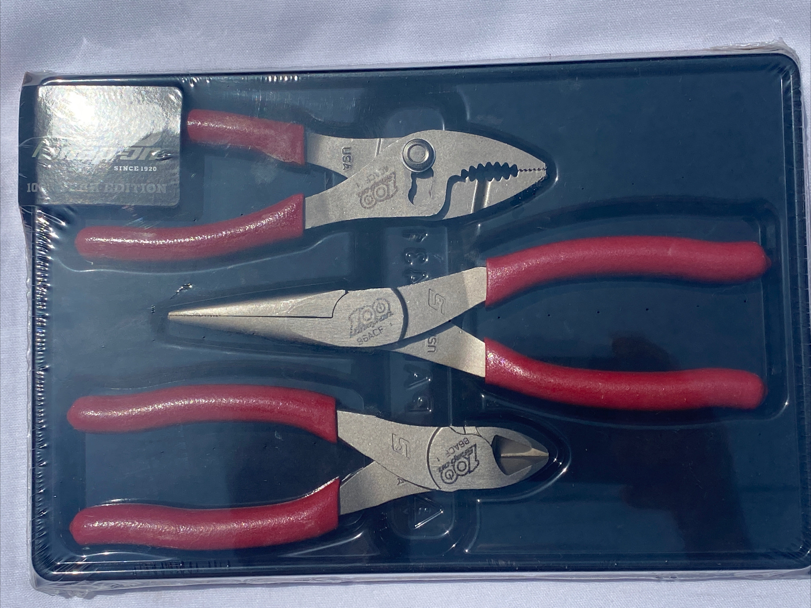 Snap On 100th Anniversary 3Pc Pliers Set Red PL306ACF100MR Brand New