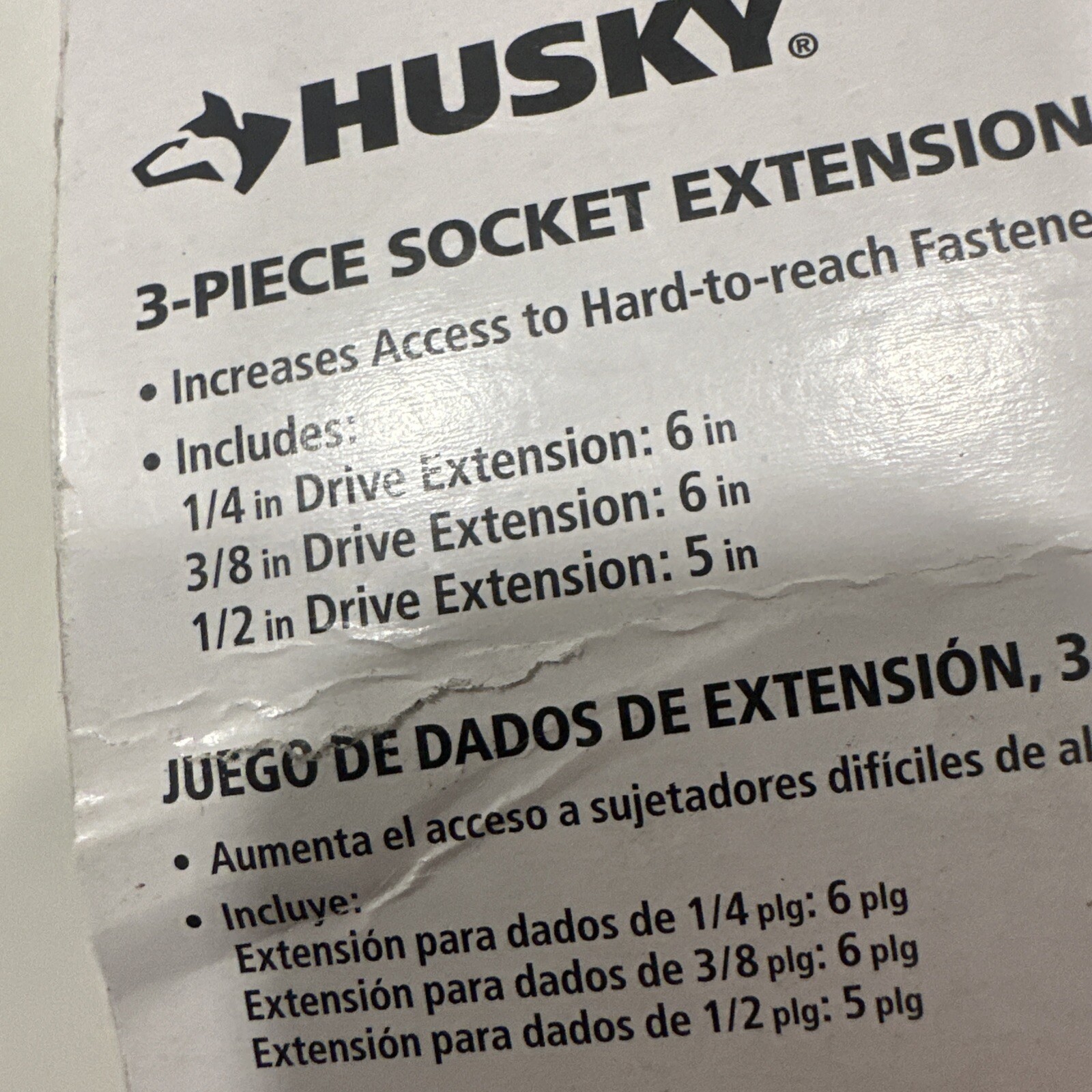Husky 3-Piece Socket Extension Set 1/4” 3/8” 1/2” Drive 1006229519 – New