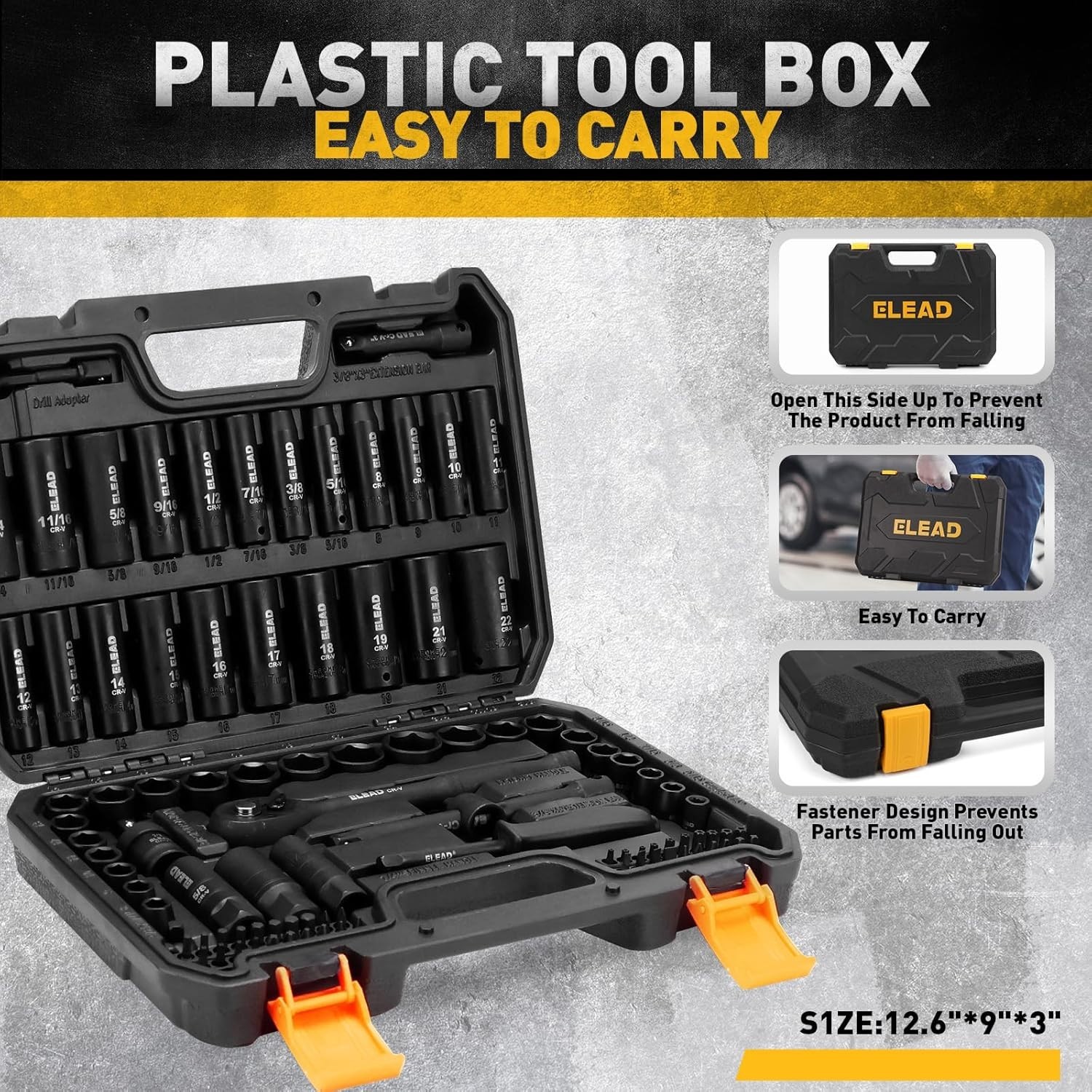 96-Piece Chrome Vanadium Impact Socket Set with Ratchet & Extensions