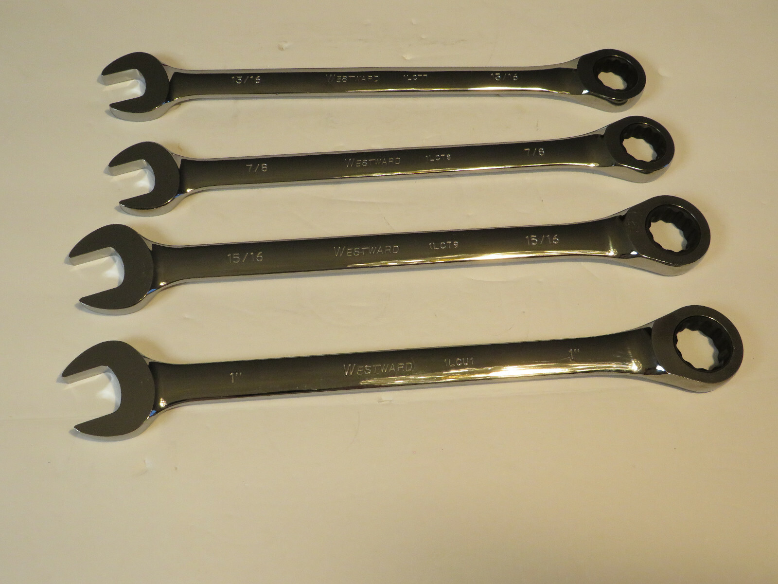 WESTWARD SAE EXTRA LONG RATCHETING WRENCH SET SIZES: 13/16″, 7/8″, 15/16″ 1″