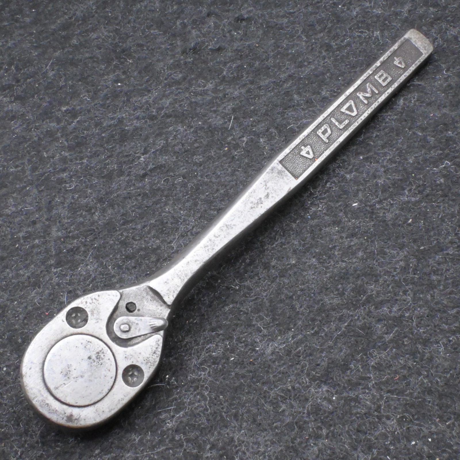 VINTAGE PLOMB PLVMB 5449 1/2″ DRIVE RATCHET PEBBLED Handle FINISH Made In USA