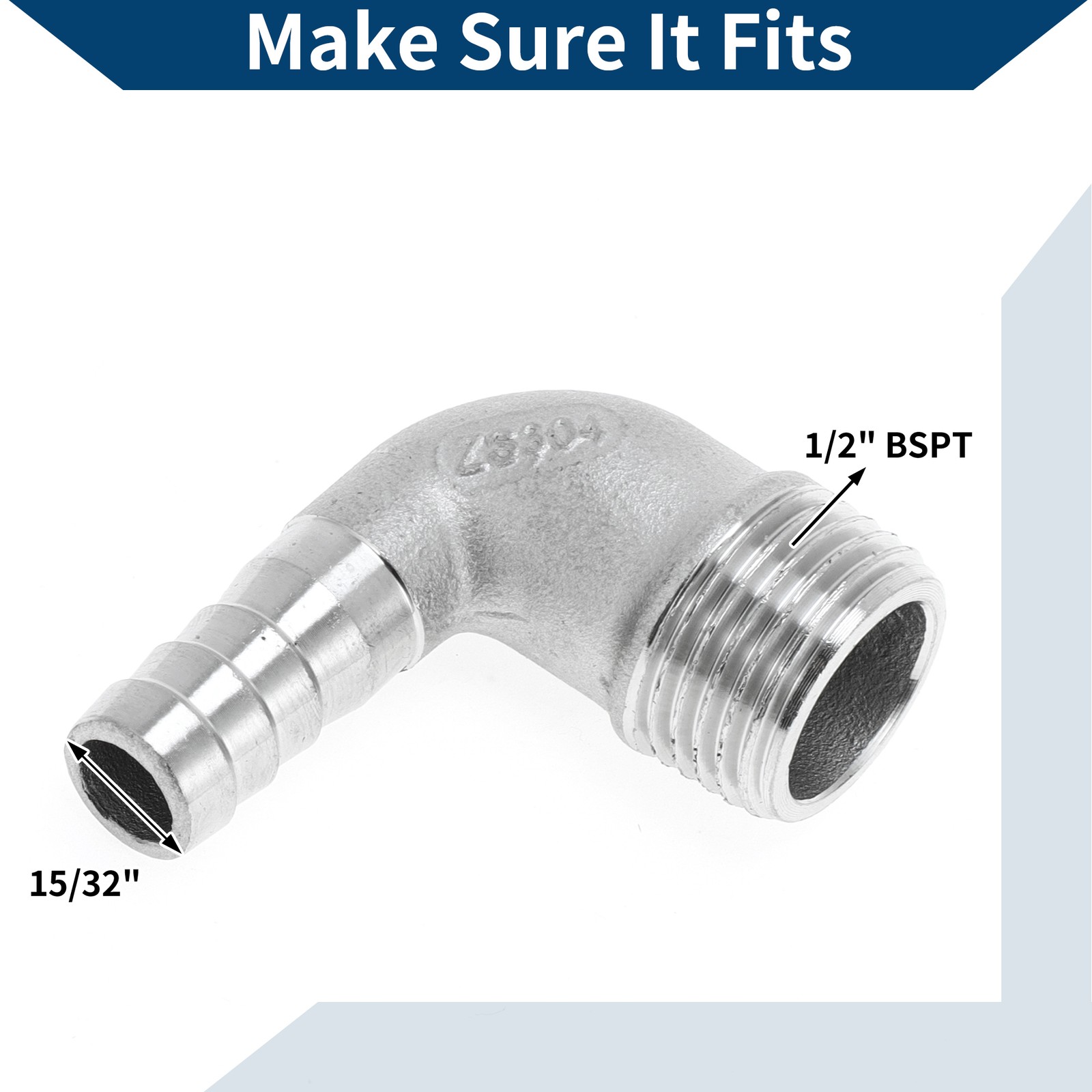 Barb Fittings 15/32″ OD 1/2″ BSPT 90° Elbow with 2 Ties