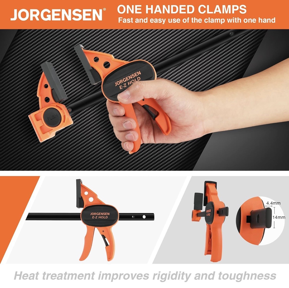 JORGENSEN 150 mm Woodworking Clamps 4-Pack, Splicable to 400 mm Ratchet Bar Cla