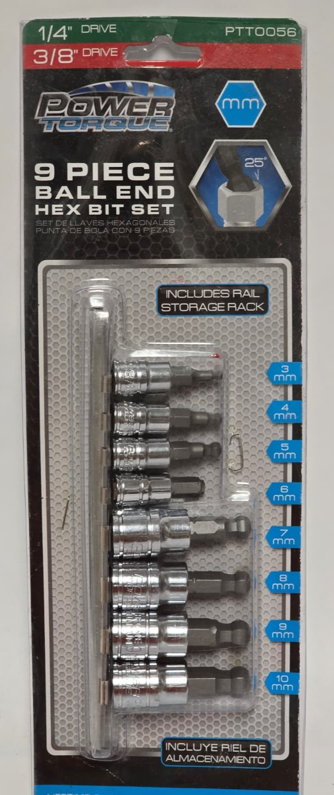 POWER TORQUE 9 PIECE BALL END HEX BIT SET – PTT0056