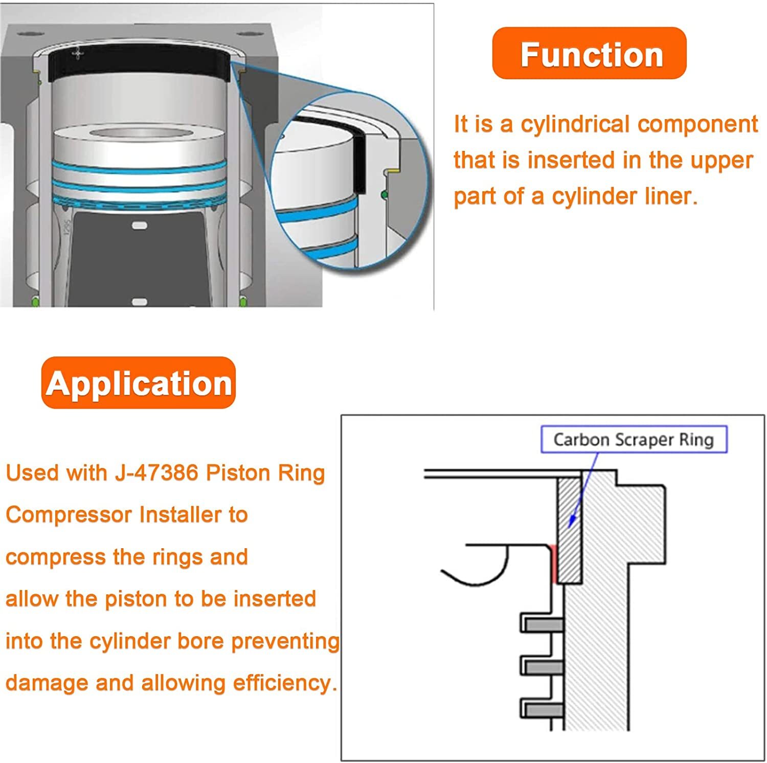 Carbon Scraper Tool Alternative to W470589021400 for Detroit Diesel DD15 Ring