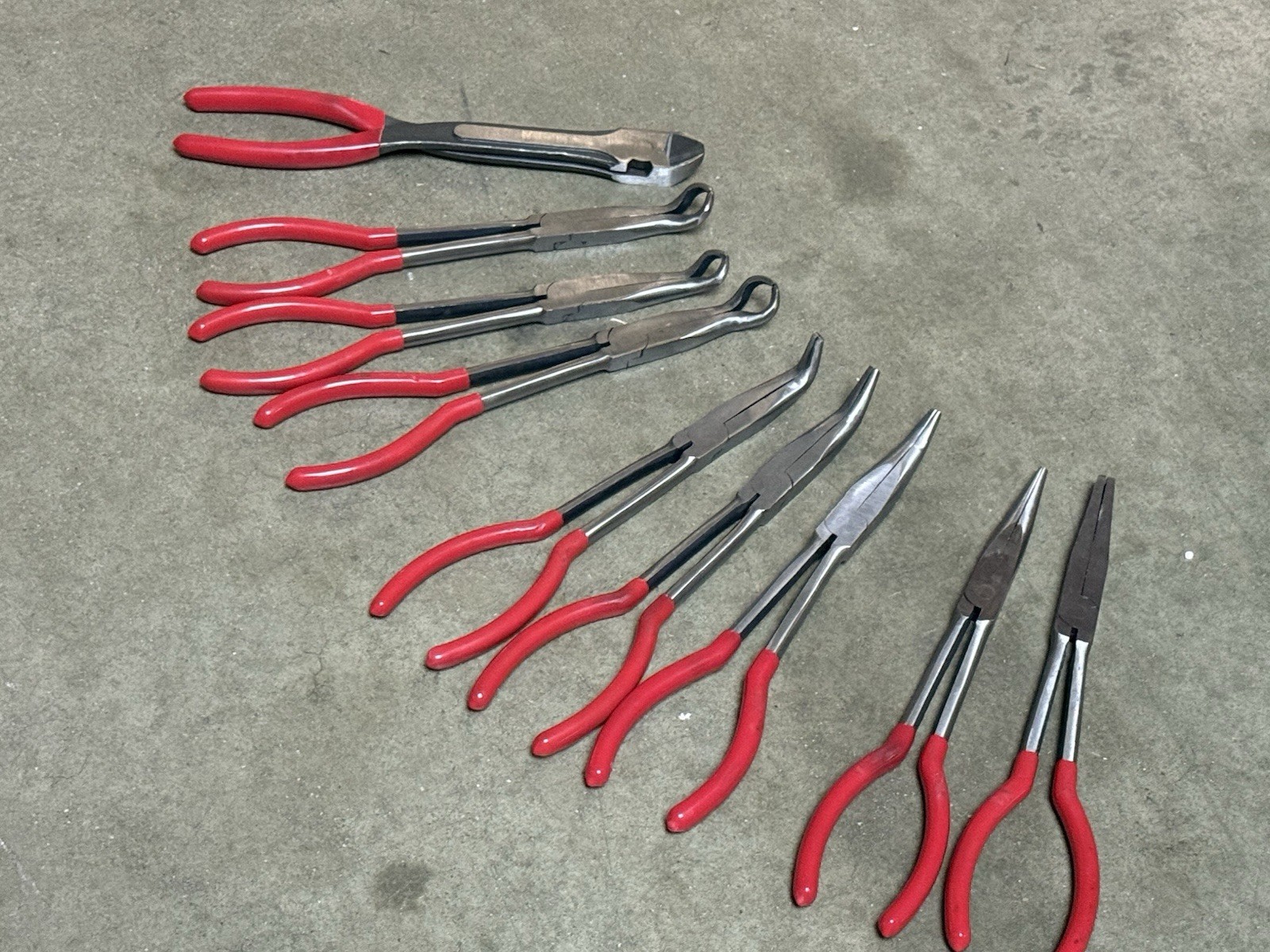 9pcs 11″ Long Nose Plier Set Long Reach Circle Bent Needle Nose Diagonal Cutter