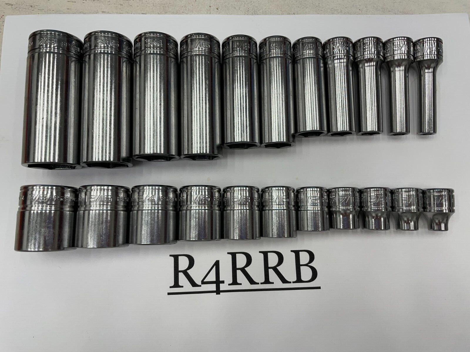 Snap-on Tools USA NEW 22pc 3/8 Drive SAE 6 Point Shallow Deep Socket Set 222SFFS