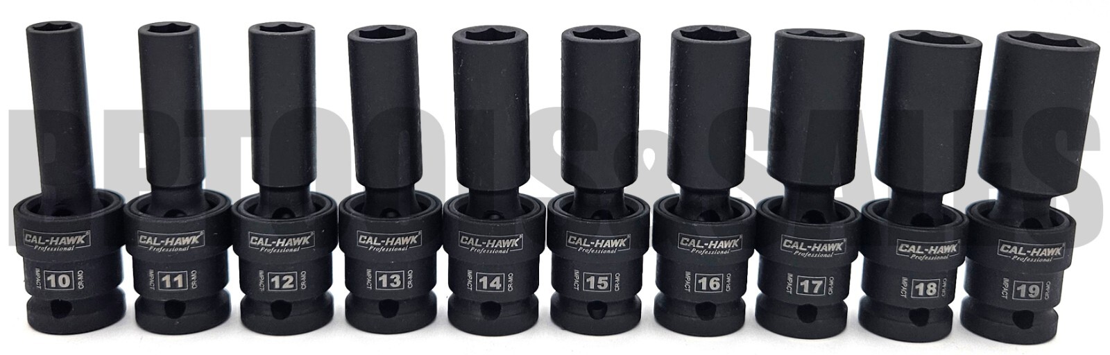 10pc 1/2″ DR. Universal Swivel Deep Impact Socket Set METRIC PRO Radius 10-19mm