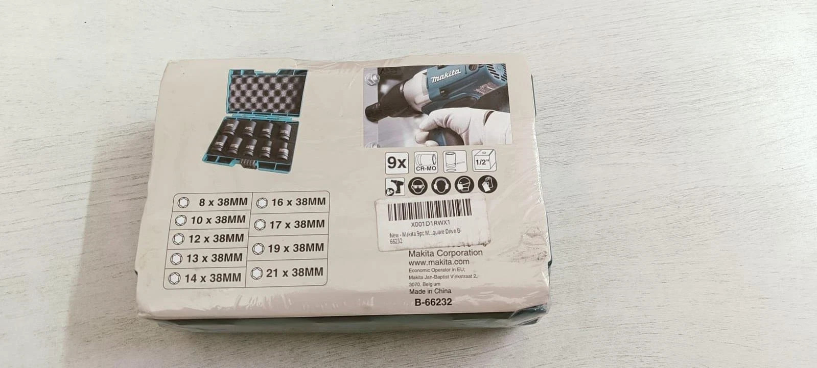 Makita 9pc Metric Impact Socket Set 1/2″ Square Drive B-66232