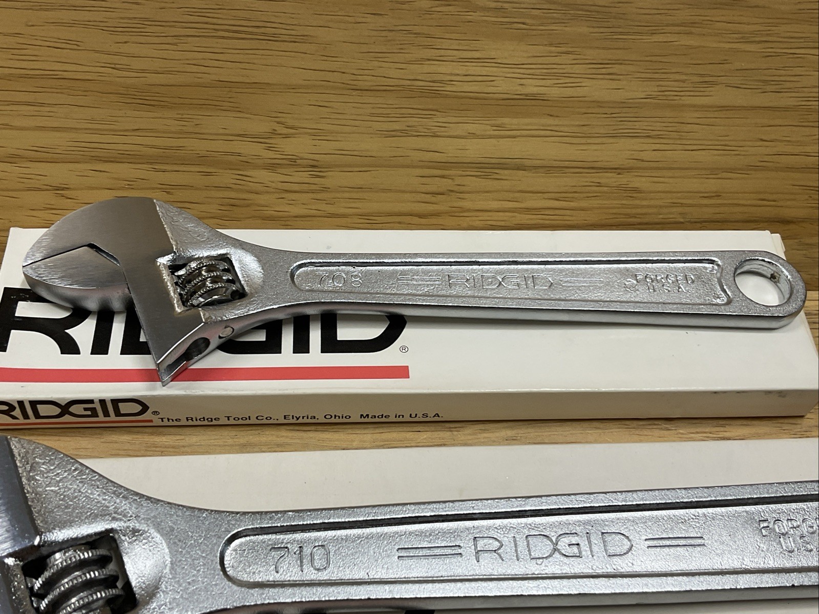 Vintage NOS Ridge Tool Co Ridgid 3 Pc Adjustable Wrench Set 8″ 10″ 12″ USA