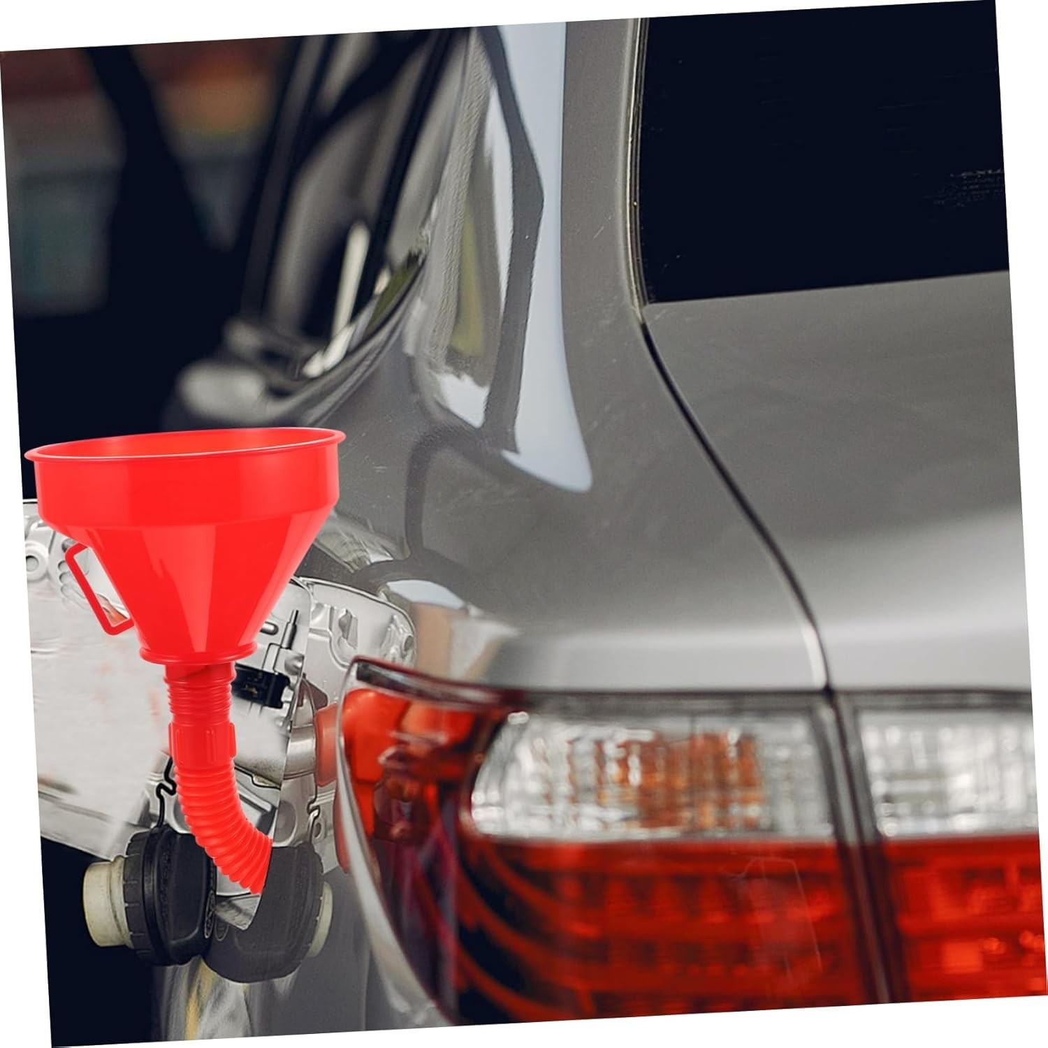 Automotive Funnel with Hose 165mm Plastic Oil Funnel for Oil Change Capless Gas