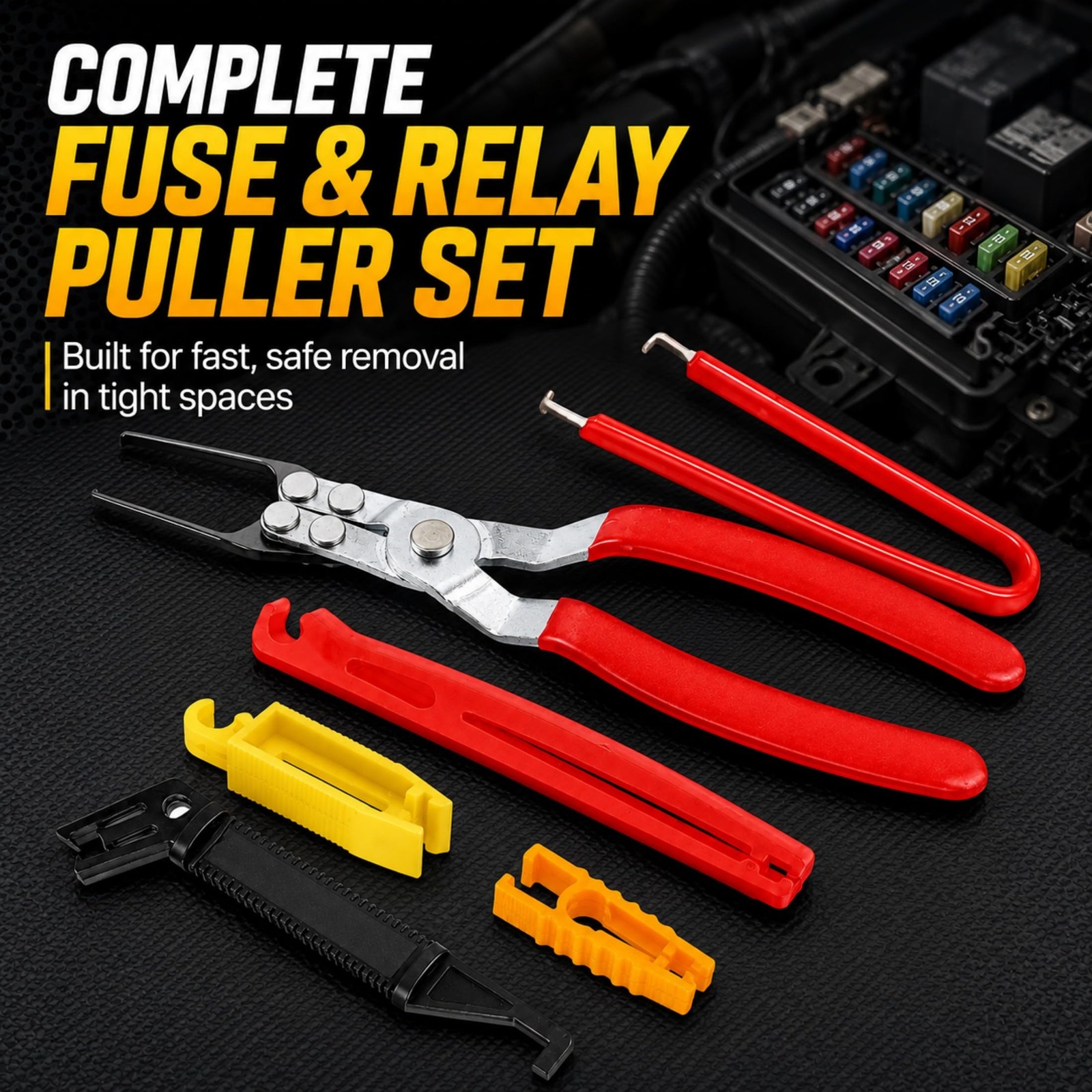 Fuse Relay Puller Pliers 6 Piece Set Forged Metal Stainless Steel Automotive Too