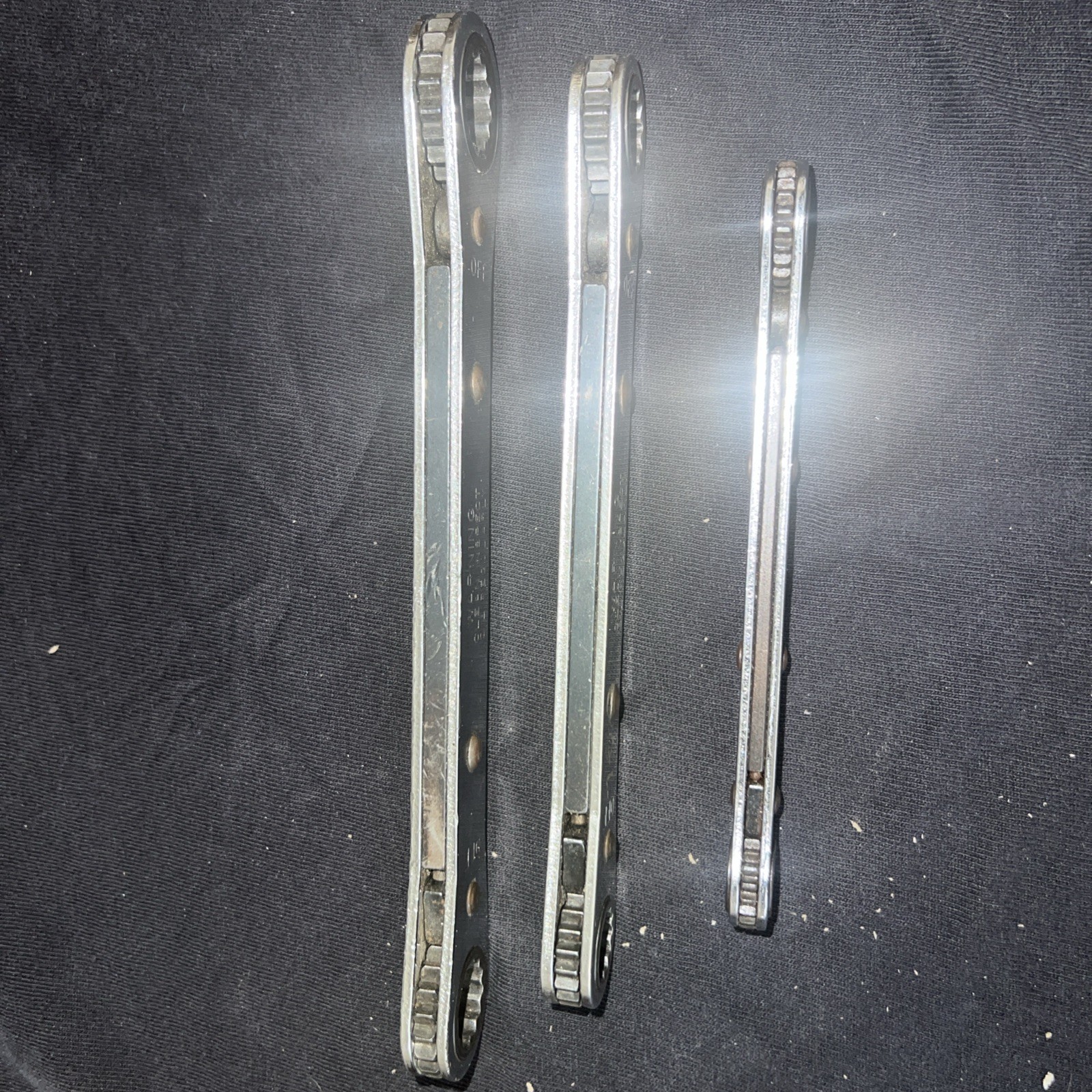 SNAP-ON 3 PIECE 12 POINT COMBO FLAT RATCHET SET 10-11mm, 12-13mm, 14-15mm