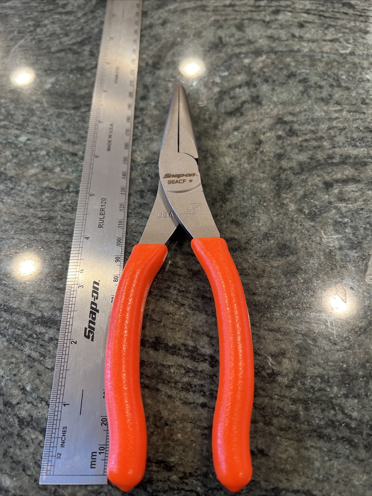 Snap-On 96acf 8″ talon grip needle nose pliers orange new