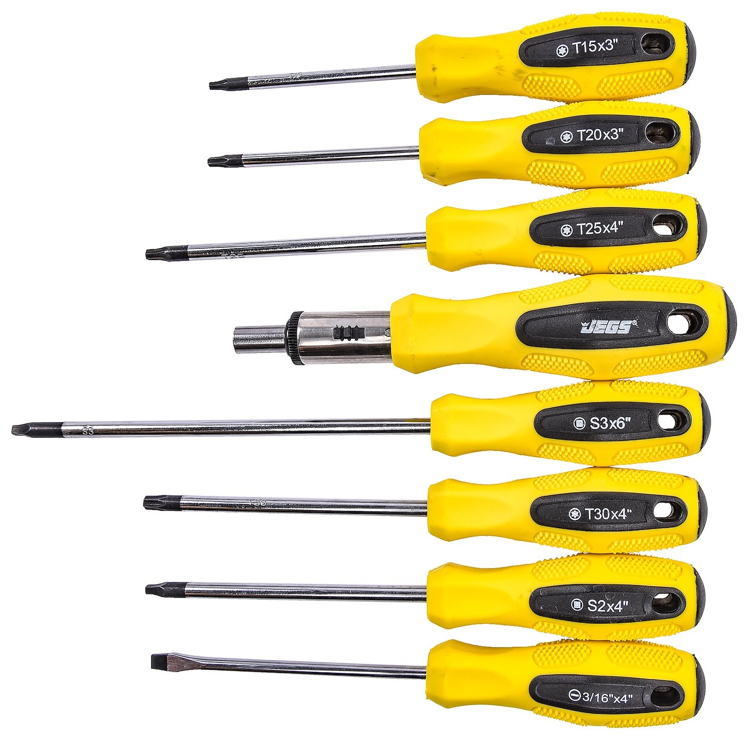 JEGS 100 Piece Screwdriver & Bit Set with Storage Rack 81384