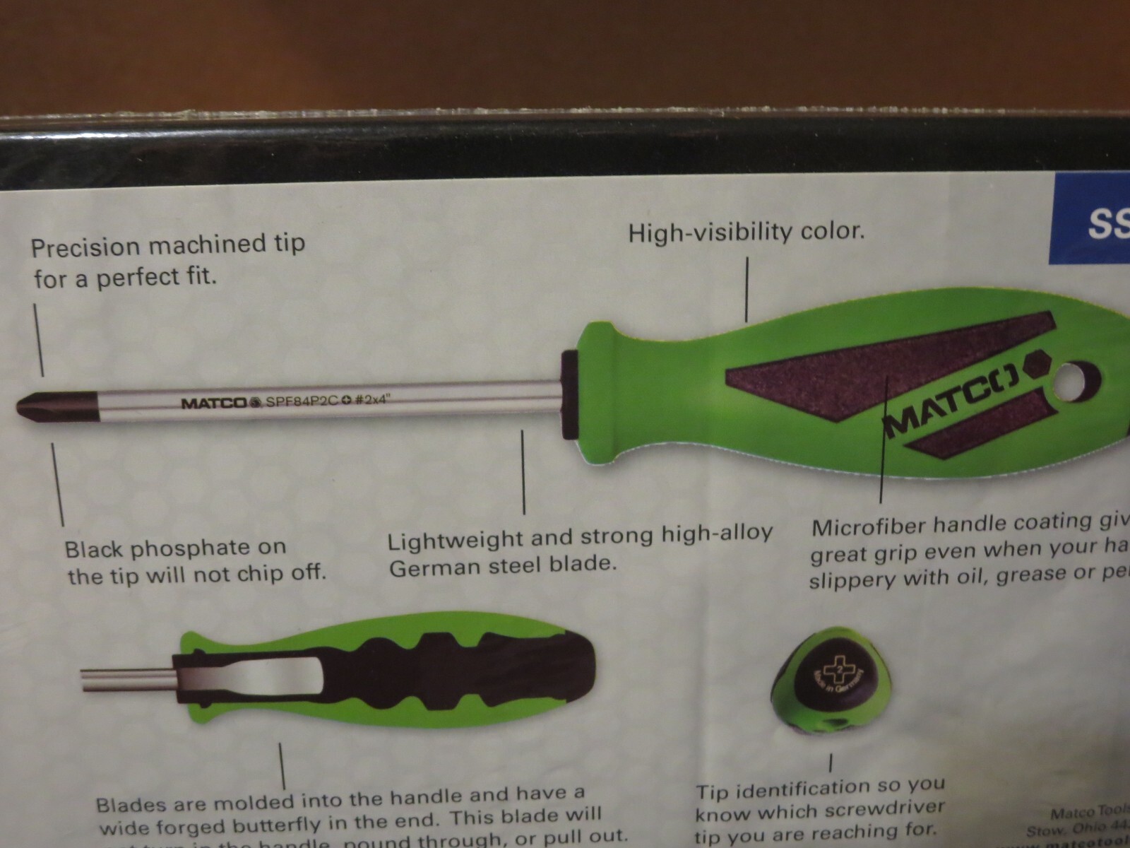 Matco 5pc. Screwdriver Set SSPCG5CA Green with form fit tray , New