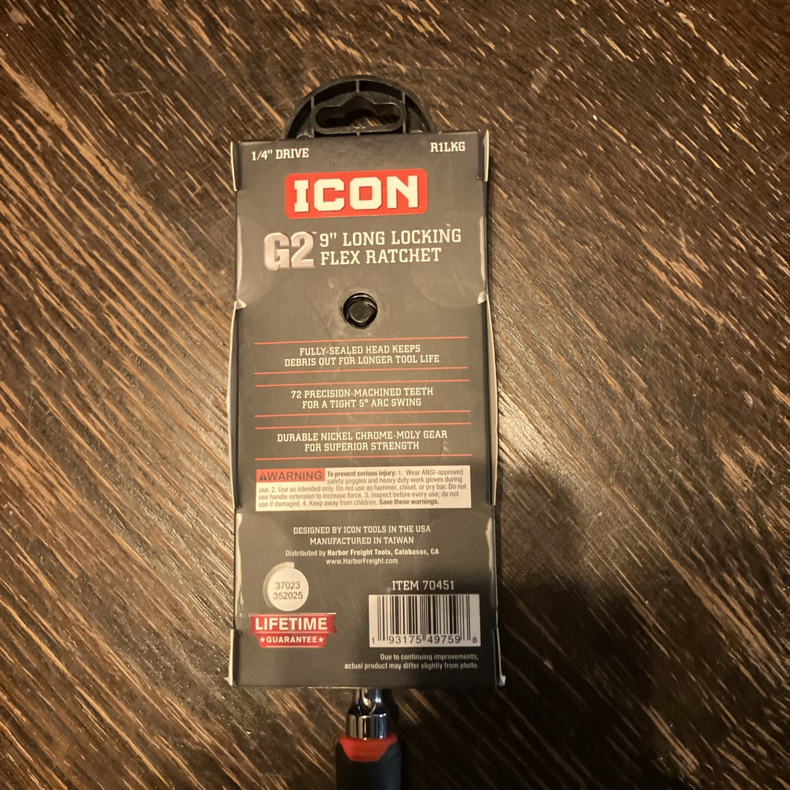 ICON R1LKG G2 9″ LONG LOCKING FLEX RATCHET 1/4 INCH DRIVE