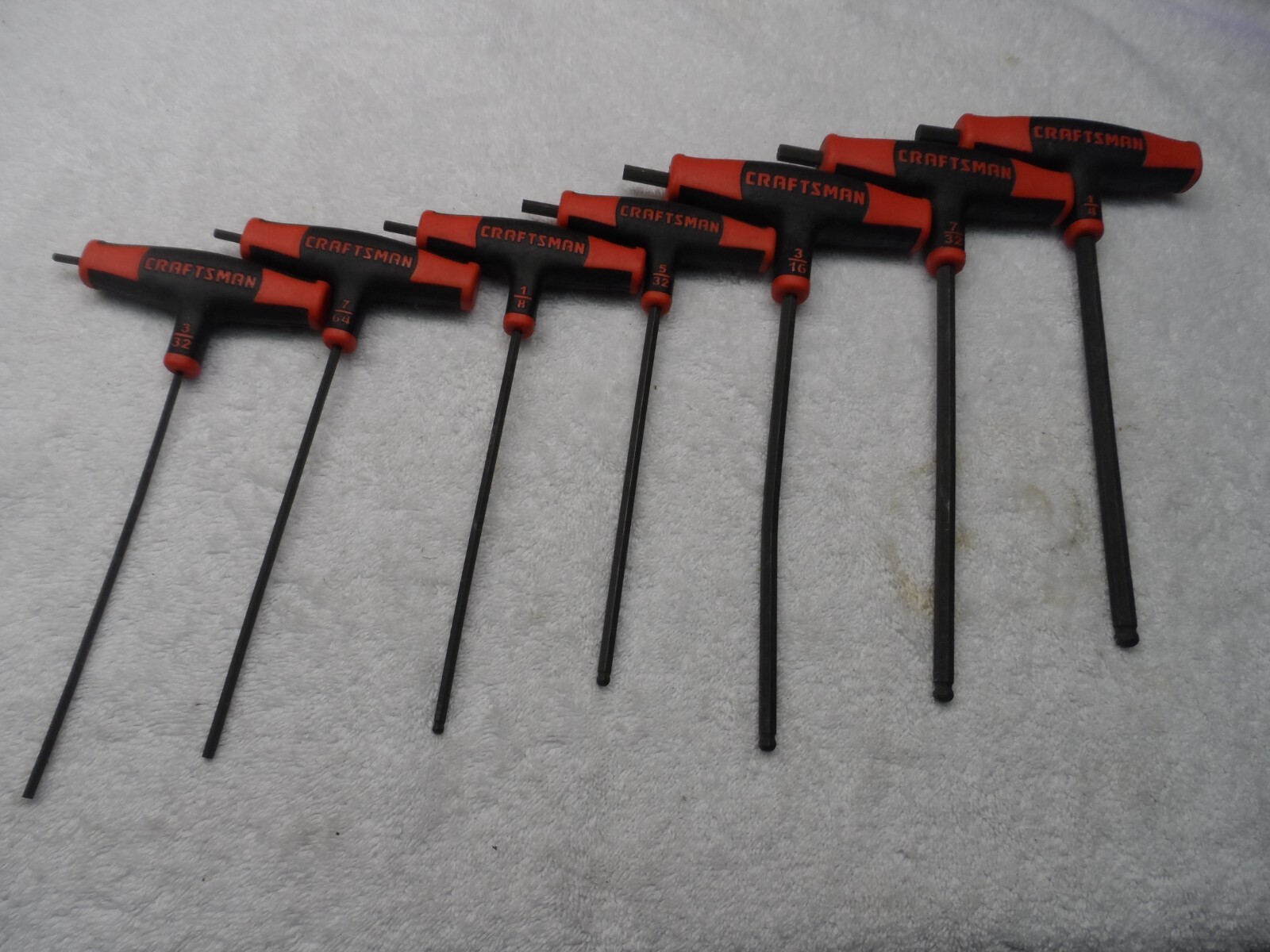 Craftsman SAE T-Through Handle Ball End Hex Key Allen Set, USA PN 46383 (loose)