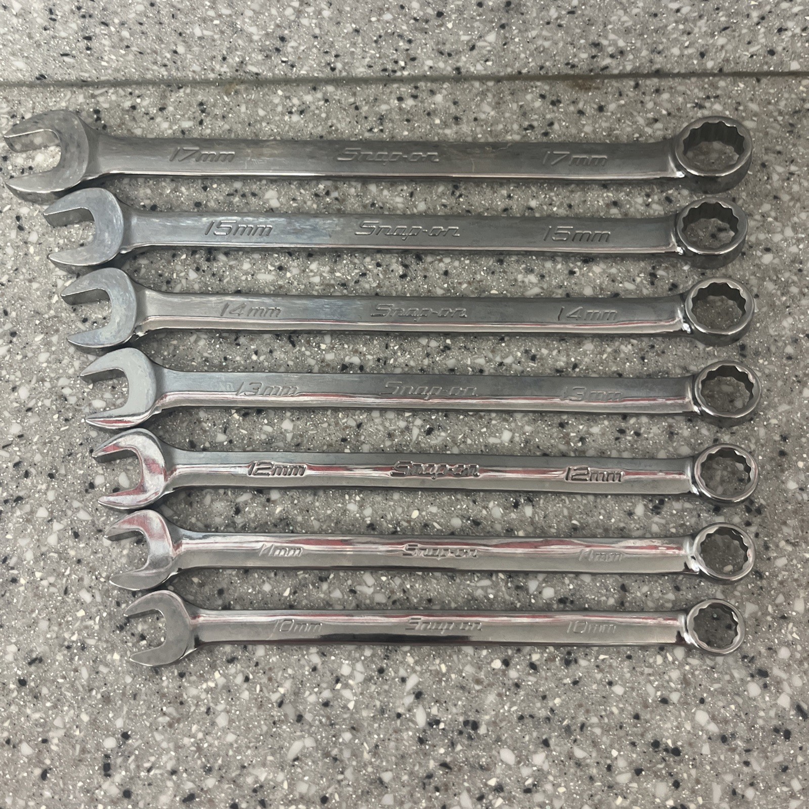Snap-on Tools USA 7pc Metric 10-17mm Flank Drive Combination Wrench Set