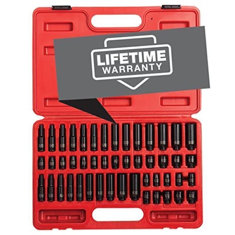 48PC 1/4 Inch Drive Master Impact Socket Set SAE/Metric 3/16 In-9/16 In 4mm-15mm