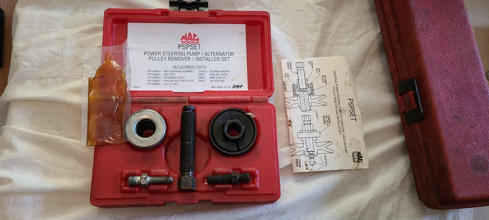 MAC Tools PSPSET 29526 Power Steering Pulley Tool Kit Complete In Case