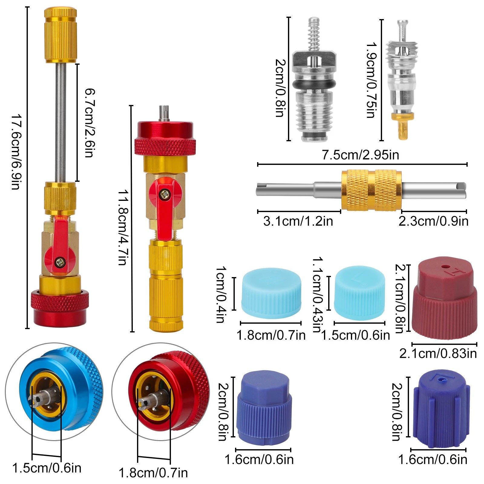 Complete R134A Valve Core Remover & Installer Kit for Automotive AC Systems HVAC