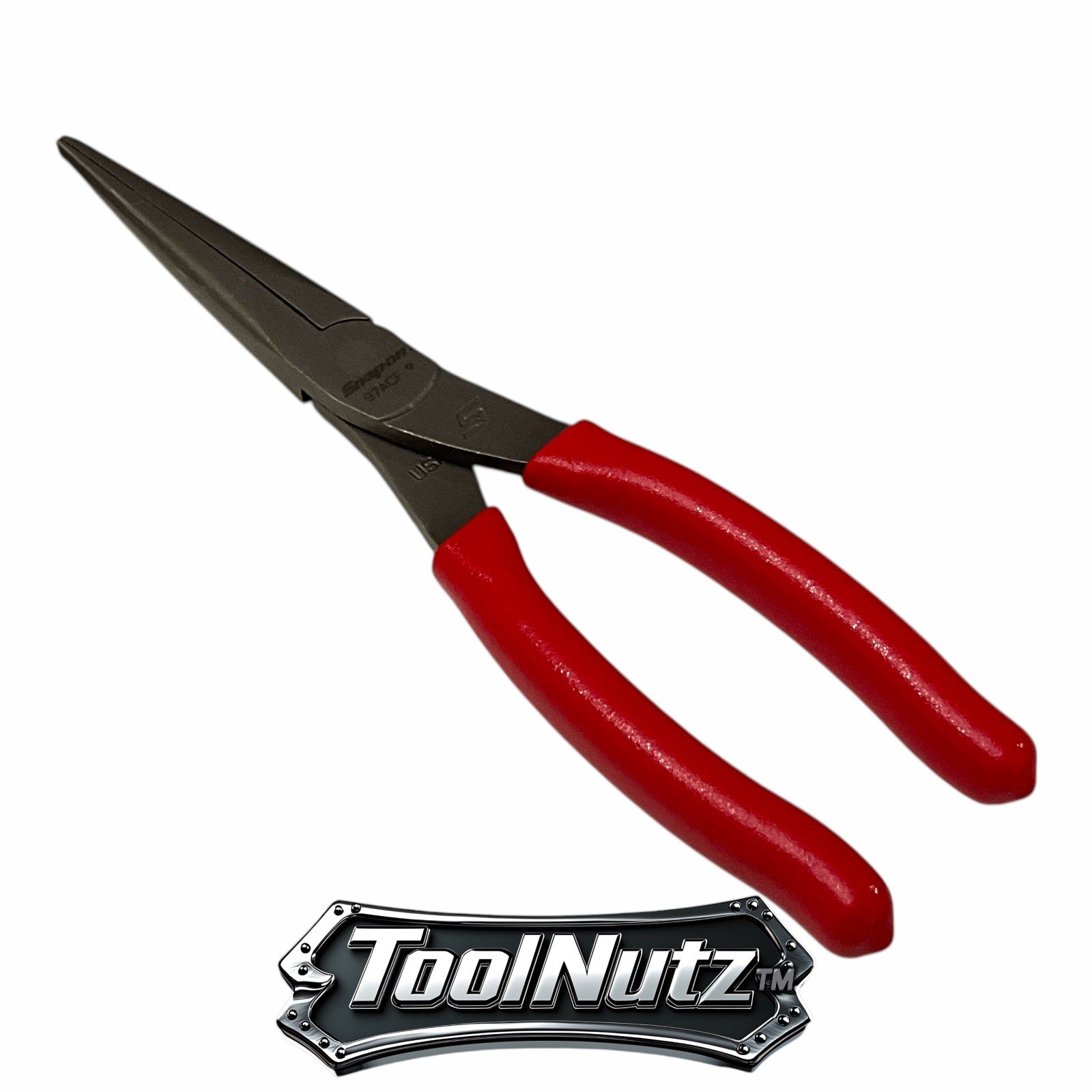 Snap-on Tools NEW 97ACF 9″in. RED Soft Grip Rounded Jaw Needle Nose Pliers USA