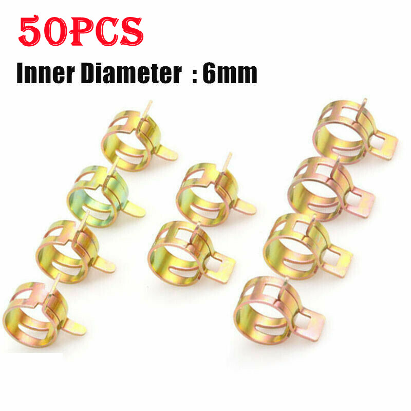 50PCS Spring Hose Clamps Pliers 6/8/9/10/12mm Fastener Kit Fuel Water Tube Clip