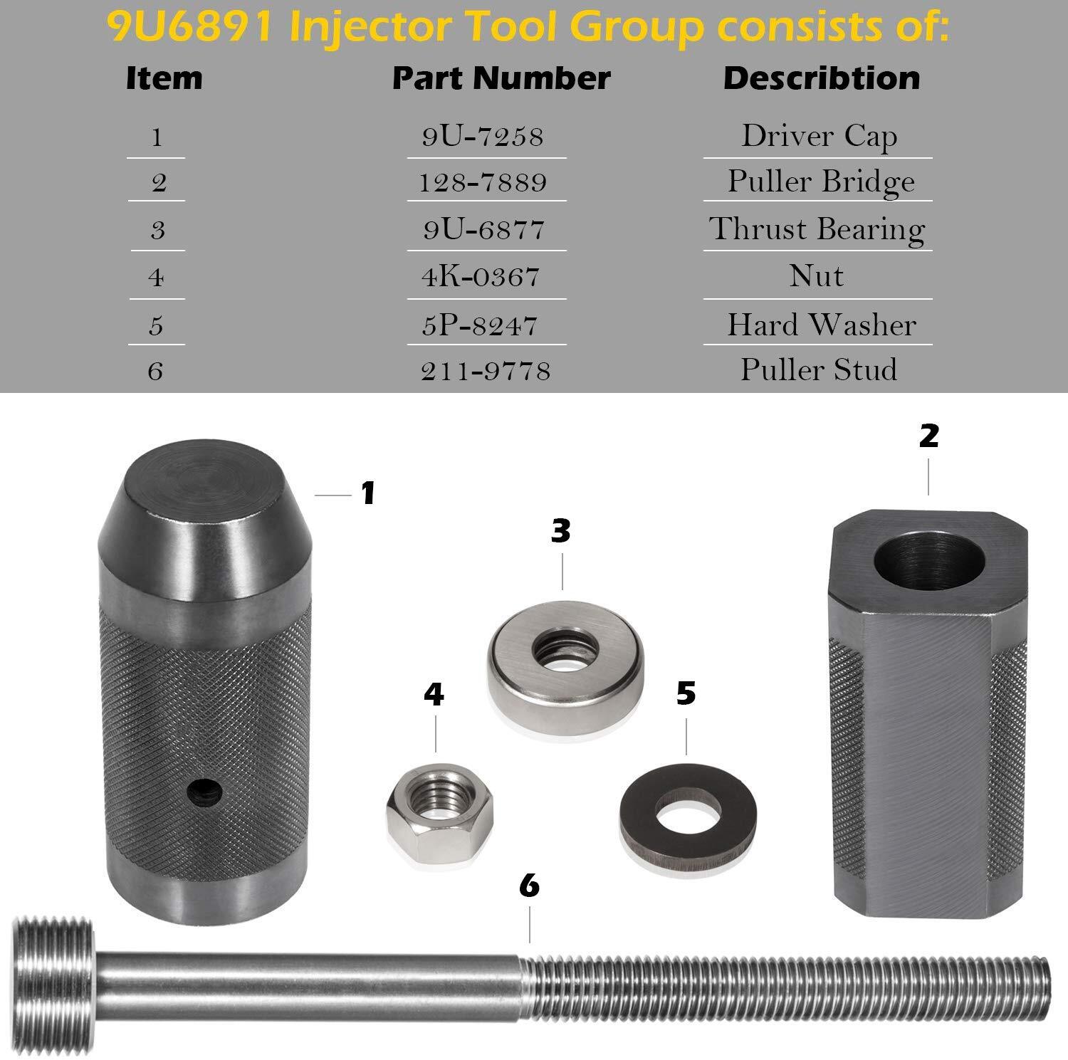 9U-6891 For CAT 3406E C10 C12 C15 C16 C-18 Injector Sleeve Remover Installer Set