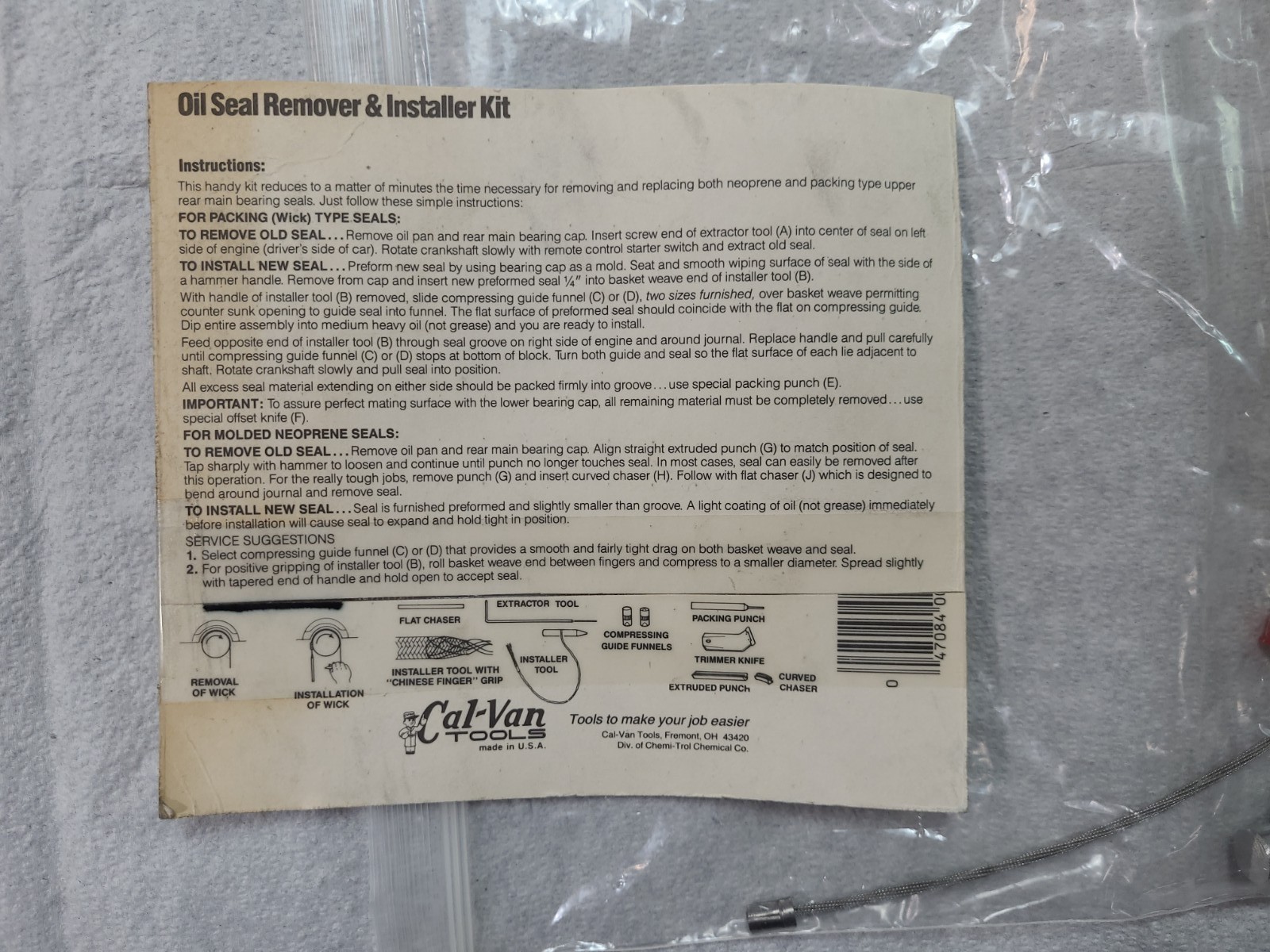 Cal-Van 492 Oil Seal Remover & Installer Kit – LIGHTLY USED